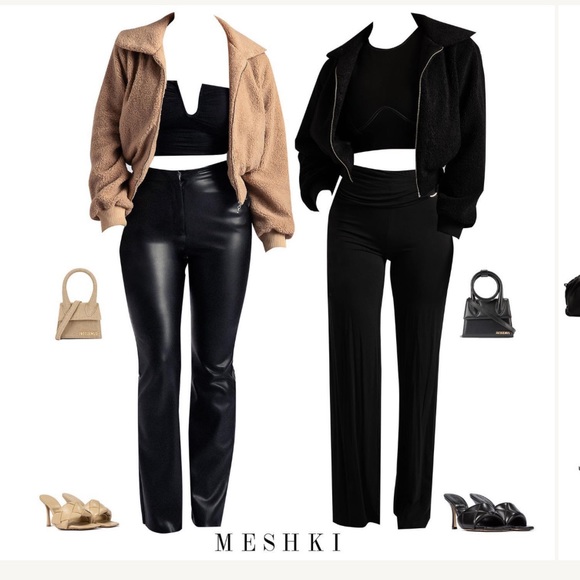 Meshki | Pants & Jumpsuits | Nwt Meshki Tyrastraight Leg Faux Leather Pants In Black | Poshmark